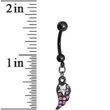 Load image into Gallery viewer, Pink Gem Celestial Star Solo Black Wing Dangle Belly Ring