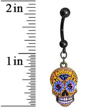 Load image into Gallery viewer, Bling is the Thing Sugar Skull Dangle Belly Ring