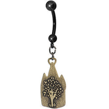 Load image into Gallery viewer, Black Cat and the Red Door Cafe Dangle Belly Ring