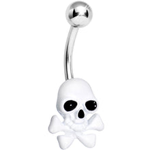 Load image into Gallery viewer, Brilliant White Cheerful Skull Belly Ring