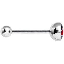 Load image into Gallery viewer, 14G Red and Black Dribble the Basketball Tongue Ring 5/8