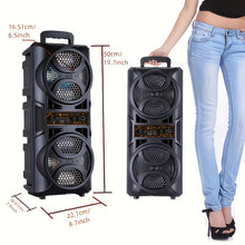 Load image into Gallery viewer, Portable Bluetooth Speaker with Subwoofer Bass, Dual 6.5" LED Woofers and Microphone