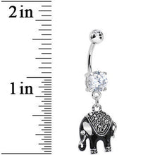 Load image into Gallery viewer, Clear Gem Black Mystic Elephant Dangle Belly Ring