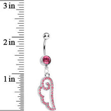 Load image into Gallery viewer, Pink Gem Spiral Angel Wing Dangle Belly Ring