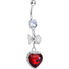 Load image into Gallery viewer, Clear Gem Queen Ruby Red Heart and Bowtie Dangle Belly Ring