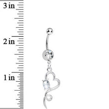 Load image into Gallery viewer, Clear Gem Opening Hollow Heart Twist Dangle Belly Ring