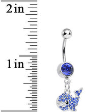 Load image into Gallery viewer, Blue Gem Tail of the Whale Dangle Belly Ring