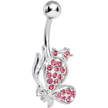Load image into Gallery viewer, Pink Gem Shy Butterfly Belly Ring