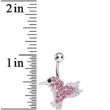 Load image into Gallery viewer, Pink Gem As the Crow Flies Bird Belly Ring