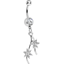 Load image into Gallery viewer, Crystalline Gem Pair of Pinwheel Posies Flower Dangle Belly Ring