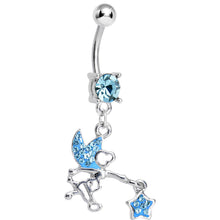 Load image into Gallery viewer, Aqua Gem Chasing a Star Fairy Dangle Belly Ring