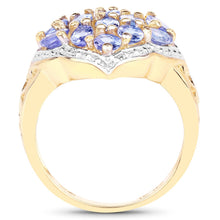 Load image into Gallery viewer, 14K Yellow Gold Plated 2.38 Carat Genuine Tanzanite .925 Sterling Silver Ring