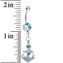Load image into Gallery viewer, Aqua Gem Glamorous Nautical Anchor Dangle Belly Ring