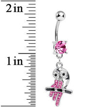 Load image into Gallery viewer, Pink Gem Oddly Adorable Owl Dangle Belly Ring