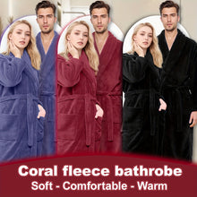 Load image into Gallery viewer, Unisex Extra Warm Coral Fleece Bathrobe Mens and Women Adult Robes for Your Bathroom Bath Towel Bedroom Shawl Collar Robes, Valentines gift for lovers