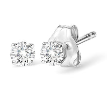 Load image into Gallery viewer, AGS Certified 14K White Gold 1.0 Cttw 4-Prong Set Brilliant Round-Cut Solitaire Diamond Push Back Stud Earrings (E-F Color, SI2-I1 Clarity)