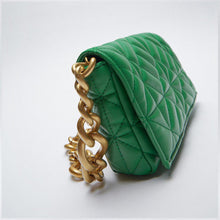 Load image into Gallery viewer, New Adorable Women's Handbag Green Small Flap Shoulder Bag In Thick Metal Chain Women's Clutch Bags Luxury Ladies Shoulder Purse