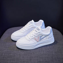 Load image into Gallery viewer, Spring Fashion Breathble Women Sneakers Leather Platform Shoes Women Lace Up Casual Shoes White Fashion Sneakers White PU Leather Platform Sneaker For Women Lace Up Walking Sneakers