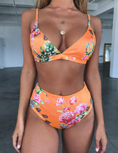 Load image into Gallery viewer, High Waist Swimwear Women Push Up Beachwear Women High Waist Two Piece Bikini Swimsuit Halter Twist Front Bathing Suit Swimwear Solid Bathing Suit Animal Leopard Female Swimsuit Women Bikini