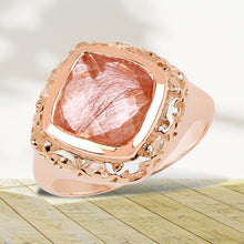 Load image into Gallery viewer, 14K Rose Gold Plated 3.25 Carat Genuine Pink Rutile .925 Sterling Silver Ring