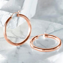 Load image into Gallery viewer, 25mm Classic French Lock Hoops in Solid Sterling Silver