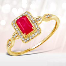 Load image into Gallery viewer, 0.75 Carat Genuine Ruby and White Diamond 14K Yellow Gold Ring
