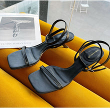 Load image into Gallery viewer, Colorful Women Sandals Slides Slippers Square Open Toe Slip On Thin Mid Heels Pumps Casual Narrow Band Open Toe Sandals Flip Flops Slip On Fashion Dress Heels Back High Heel Slide Slipper