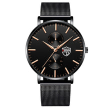 Load image into Gallery viewer, Black 3Bar Watch Men Women'S Watches Ladies Watch With Crystals Fashion Stainless Steel Band Comfortable Wristwatch