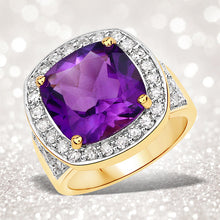 Load image into Gallery viewer, 6.80 Carat Genuine Amethyst and White Diamond .925 Sterling Silver Ring