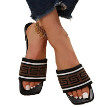 Load image into Gallery viewer, Summer Design Women Slippers Fashion Flat Heels Sildes Shoes Women's Flat Sandals Strap Slide Sandals Open Toe Comfortable Soft Luxury Slide Sandals Simple Cotton Fabric Straps Open Toe Flat Sandal For Womens