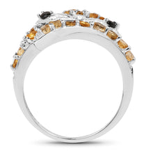 Load image into Gallery viewer, 1.00 Carat Genuine Citrine & Black Spinel .925 Sterling Silver Ring