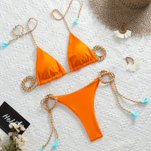 Load image into Gallery viewer, New Festival Flame Halter Bikini Set for Women – Triangle V-Neck Backless Two-Piece Swimsuit with Tie Side Bottoms & Adjustable Lace-Up Fit – Sleek Polyamide Swimwear for Koningsdag/King’s Day & Summer Beach Celebrations