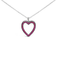 Load image into Gallery viewer, 18K 1/3 Cttw Diamond and Red Ruby Open Heart with Black Rhodium 18" Pendant Necklace (G-H Color, VS2-SI1 Clarity)