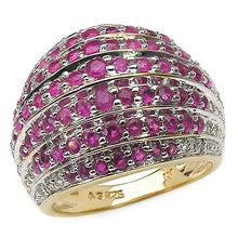 Load image into Gallery viewer, 14K Yellow Gold Plated 2.94 Carat Genuine Ruby & White Topaz .925 Sterling Silver Ring