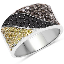 Load image into Gallery viewer, 1.32 Carat Genuine multi Diamond .925 Sterling Silver Ring