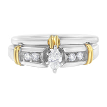 Load image into Gallery viewer, 14K Yellow and White Gold 1/3 Cttw Marquise Diamond Cocktail Engagement Ring Set (H-I Color, SI1-SI2 Clarity) - Size 7