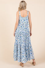 Load image into Gallery viewer, New Flower Print Tiered Sleeveless Empire Maxi Dress – Elegant, Playful and Feminine Floral Maxi Dress with Whimsical Layers