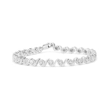 Load image into Gallery viewer, .925 Sterling Silver 1/2 Cttw Round Diamond Halo S-Link Bracelet (I-J Color, I2-I3 Clarity) - 7.25"