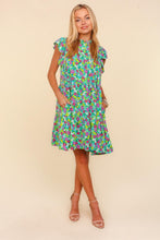 Load image into Gallery viewer, Frilled Mock Neck Ditsy Floral Dress – Mock Neck Floral Dress, Frilled Floral Dress, Ditsy Floral Dress, Tiered Floral Dress, Elegant Floral Dress, Feminine Floral Dress, Pocketed Floral Dress