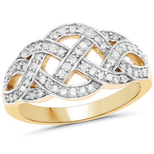 Load image into Gallery viewer, 14K Yellow Gold Plated 0.26 Carat Genuine White Diamond .925 Sterling Silver Ring