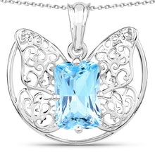 Load image into Gallery viewer, 11.10 Carat Genuine Swiss Blue Topaz .925 Sterling Silver Pendant