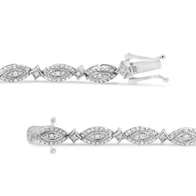 Load image into Gallery viewer, .925 Sterling Silver 1/2 Cttw Diamond Alternating Marquise and Starburst Shaped Link Bracelet (I-J Color, I2-I3 Clarity) - 7.25"