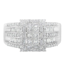 Load image into Gallery viewer, 10K White Gold Diamond Cluster Ring (1 cttw, H-I Color, I1-I2 Clarity)