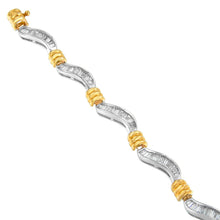 Load image into Gallery viewer, Original Classics 10K Two-Tone Gold Baguette Cut Diamond Spiral Bracelet (2.00 cttw, H-I Color, I1-I2 Clarity)