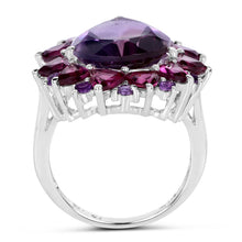 Load image into Gallery viewer, 11.22 Carat Genuine Amethyst & Rhodolite .925 Sterling Silver Ring