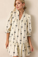 Load image into Gallery viewer, Cute Summer Full Size Frill Bow Print Half Sleeve Mini Dress Elegant & Trendy Fashion Dress For Women Stylish Dress