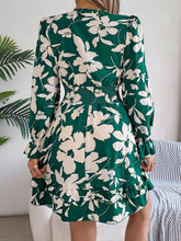 Load image into Gallery viewer, Feminine Lilac Ruffled Printed Long Sleeve Dress Summer Cute Midi Dress
