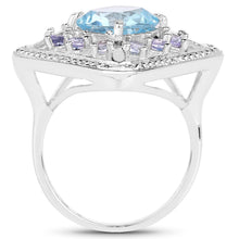 Load image into Gallery viewer, 4.24 Carat Genuine Blue Topaz and Tanzanite .925 Sterling Silver Ring