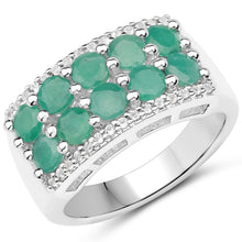Load image into Gallery viewer, 1.85 Carat Genuine Emerald and White Topaz .925 Sterling Silver Ring