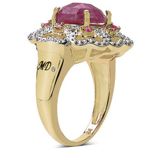 Load image into Gallery viewer, 14K Yellow Gold Plated 5.56 Carat Genuine Pink Sapphire, Ruby & White Diamond .925 Sterling Silver Ring